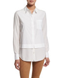Layered Poplin Button-Down Shirt