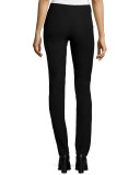 Side-Zip Slim Stretch Pants, Black