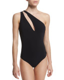 One-Shoulder Slash Solid One-Piece Swimsuit