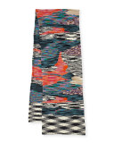 Long Multipattern Runway Scarf, Black/White/Multicolor