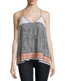 Leif Tile-Print Crepe Tank Top