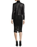 Vien Lace Pencil Skirt, Black/Navy