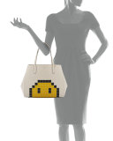 Ebury Pixel Simley Shopper Tote Bag, White