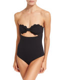 Antibes Scalloped One-Piece Swimsuit, Poppy Red