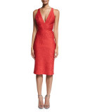 Sleeveless Jacquard Cocktail Dress, Redberry