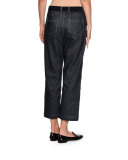 Belted Denim Cropped Utility Pants, Indigo Blue