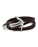 Men's Anchor Half-Cuff Leather Bracelet