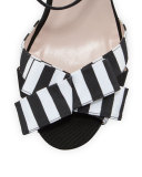 annie striped grosgrain platform sandal, black