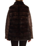 Reversible Sable Fur Vest & Puffer Jacket, Brown