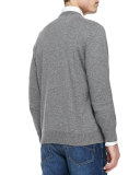 Cashmere V-Neck Pullover Sweater, Gray