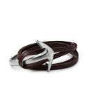 Men's Anchor Half-Cuff Leather Bracelet