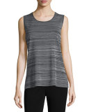 Scoop-Neck Knit Tank, Neutral Gray/Black