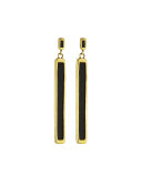 Rectangular Black Horn Earrings
