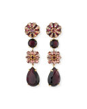 crystal statement linear earrings, purple/multi