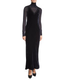 Long-Sleeve Jersey Turtleneck Top, Navy