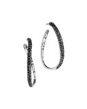 Kali Silver Lava Black Sapphire Hoop Earrings