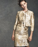 Sleeveless Marble Sheath Dress w/ Jacket, Gold Sand