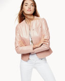 Pearlized Leather Jacket, Blush