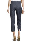 Diamond Jacquard Cropped Pants, Navy/Gray