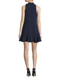 Grace High-Neck A-Line Dress, Navy