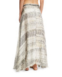 Sandals Tie-Dye Silk Maxi Skirt, Brown