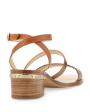 Miko Strappy Leather City Sandal, Honey Gold/Caramel