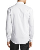 Bird-Print Woven Shirt, Optic White