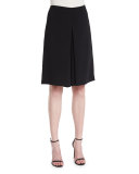 Mid-Rise Flat-Front Culottes, Black