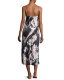 Layla Long Satin Nightgown, Black