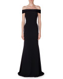 Lamble Off-The-Shoulder Gown, Black