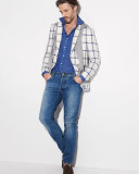 Mini Diamond-Print Linen Sport Shirt, Blue