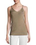 Radiant Shimmer Ribbed Tank, Light Brown