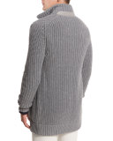 Sun Peaks Cashmere-Wool Long Cardigan, Iron Gray Melange