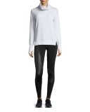 Accelerate Coated-Panel Sport Leggings, Black/Black Glossy