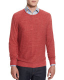 Wool-Linen Athletic Sweater, Denim