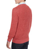 Wool-Linen Athletic Sweater, Denim