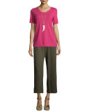 Hemp Twist Wide-Leg Cropped Pants 