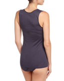 Franca Lace-Inset Seamless Tank, Purple Gray