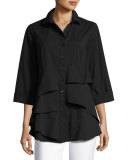 Jenna Tiered-Ruffle Long Blouse