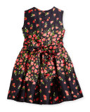 Degrade Pansies Mikado Party Dress, Navy/Ruby, Size 2-14