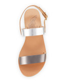 Clio Double-Band Flat Slingback Sandal, Natural