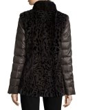 Reversible Mink Vest & Puffer Jacket, Gray Animal Print