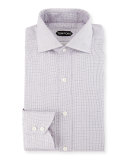 Tiny-Dot Striped Slim Dress Shirt, Pink