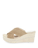 Dani Stretch Wedge Slide Sandal, Natural/White