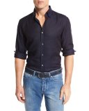 Linen Sport Shirt, Navy