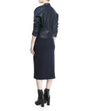 Asymmetric Leather Moto Jacket w/Monili Trim