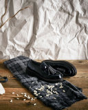 Cashmere Check Scarf, Gray/Black 