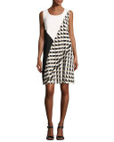 Diega Sleeveless Divided Dot-Print Tech Dress, Multi