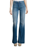 Tailorless Ginger Flare-Leg Released-Hem Jeans, Bright Light
