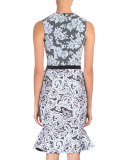 Sleeveless Jewel-Neck Flounce Dress, Blue